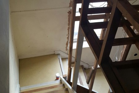 Le Creuset, St Albans - shop renovation - stairs during process