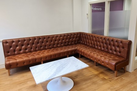 Winkworth Estate Agents, Crystal Palace - brown leather sofa and marble table