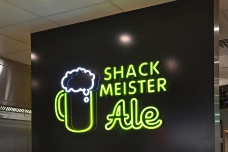 Shake Shack, Leicester Square - close up of neon and white sign