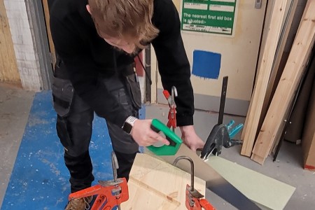 Using traditional joinery methods, here is Steve Gilbank a long serving Joiner of over 30 years showing our 2nd Year Apprentice Jamie how to construct and make a double staircase with kite winders. All constructed in engineered pine.