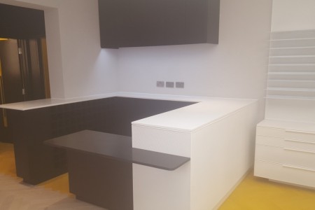 Fit out in London Auerbach & Steele including white and black contemporary bespoke items