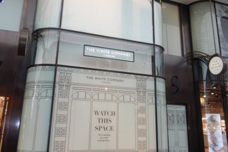 The White Company, Liverpool - coming soon artwork in window 