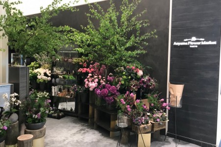 Aoyoma Flower Market bespoke installation in London with water features, shelving, walls