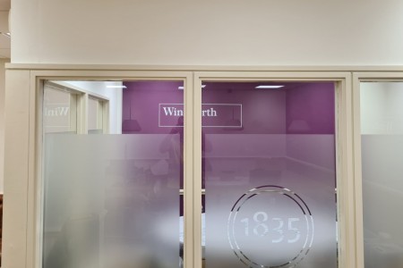 Winkworth Estate Agents, Crystal Palace - looking through doors with frosted decoration