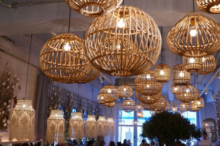 Megan's, Wimbledon - bespoke lighting solutions and fitting with macrame and wooden lampshades 