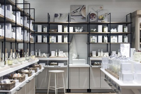 The White Company, Norwich - various scented items on shelves around the edge of the room - diffusers, candles, creams, soaps