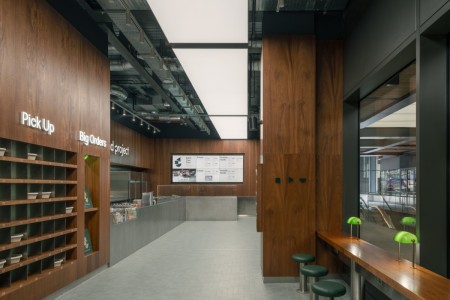 The Salad Project, Broadgate, London, Shopfront, Glazing, M&E, Fitout, Interiors, Seating