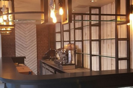 Prezzo, Epsom - bar area with coffee machines and glass shelving
