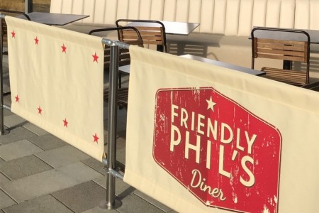 Friendly Phil's Diner - Outside, Signage, seating area