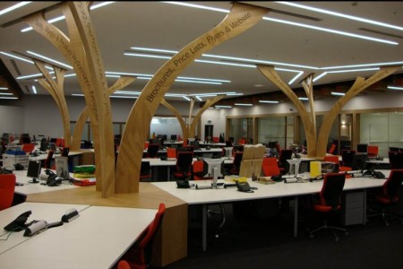 Howdens National Distribution Centre - tree centrepiece in offices