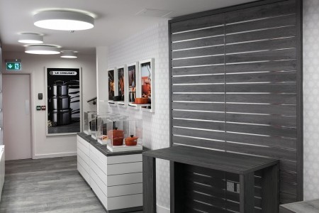 Le Creuset, Marylebone - grey and white modern interior fittings