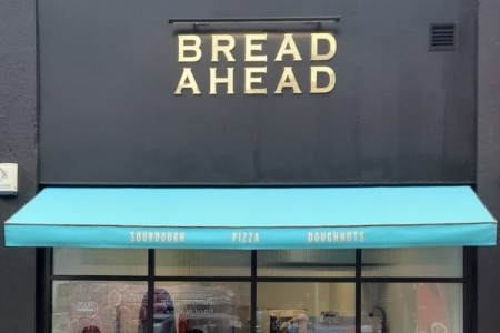 Close up of bread ahead shop front