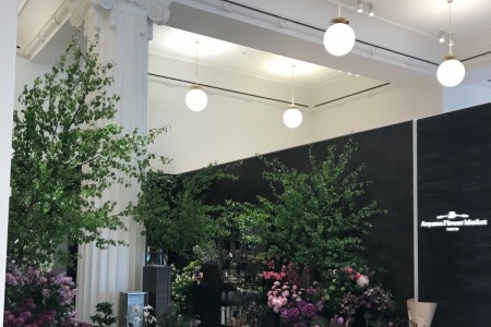 Aoyoma Flower Market bespoke installation in Selfridges, London, with high ceilings and space for unique bespoke water features, decoration and shelving