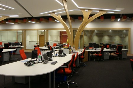 Howdens National Distribution Centre - office with tree centrepiece