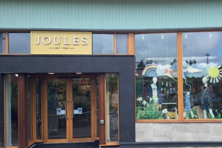 Joules, Longford, Ireland - shopfront with wooden beam features and yellow branded sign